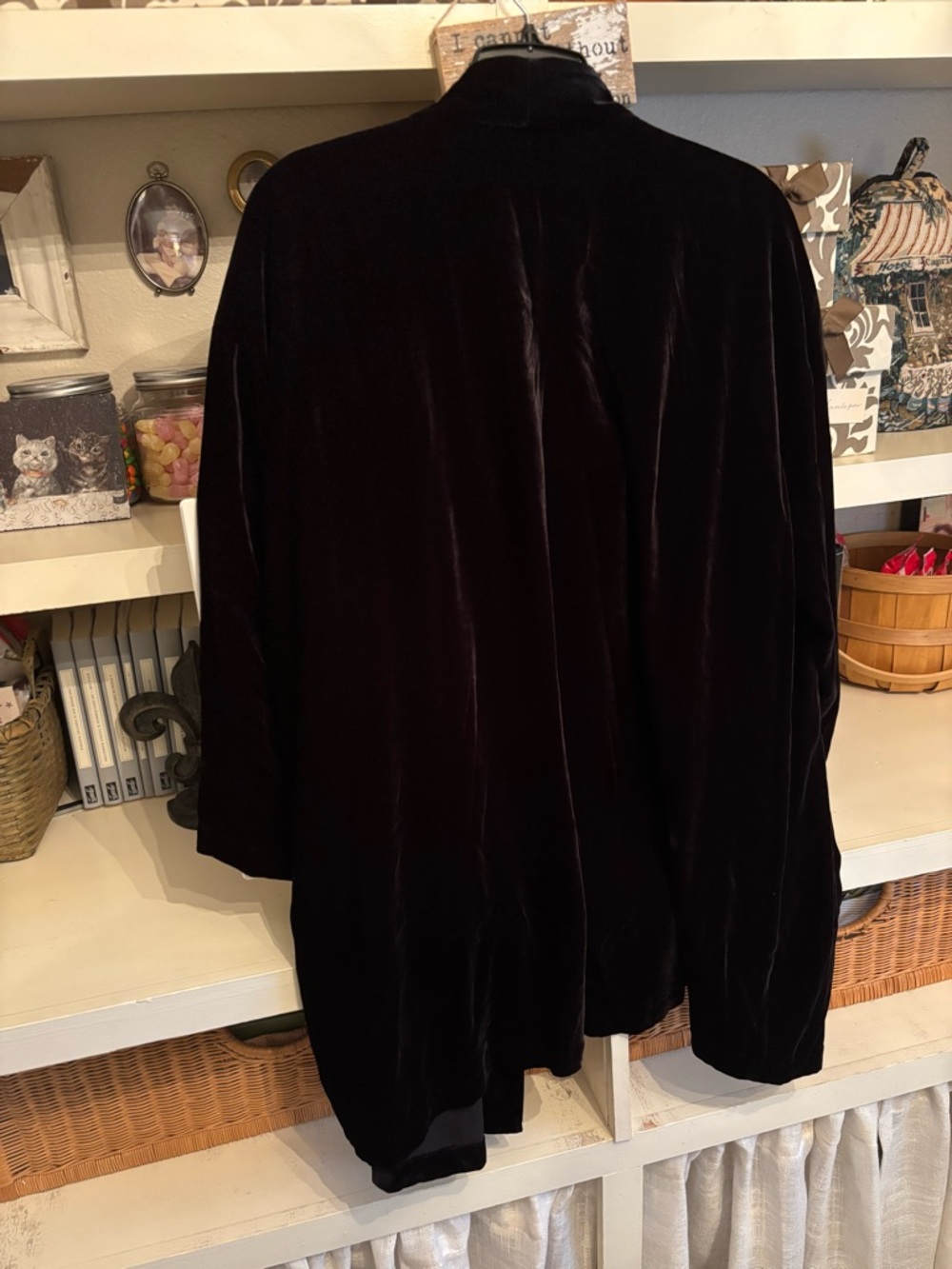 Eileen Fisher Elegant Black Velvet Coat - Picture 3 of 4